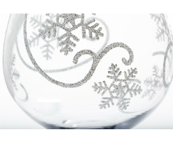 Glas Kelch Windlicht mit Winter-Deko 3er Set - 30 cm, 35 cm und 40 cm hoch