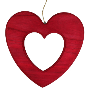 Holz Deko Hänger Herz in rot - zwei verschiedene Größen 20 cm oder 30 cm