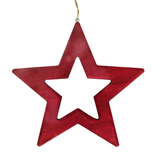 Holz Deko Hänger Stern in rot - zwei verschiedene Größen 20 cm oder 30 cm