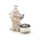 Keramik Engel Teelichthalter silber-weiß 11cm - einzeln oder im 2er Set