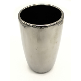 Keramik Vase Silber - 23,5 cm hoch - Blumenvase