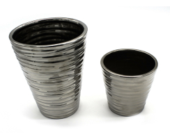 Keramik Vase Silber 11,5 cm und 19 cm
