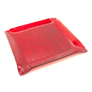 Teller aus Glas - L 25 cm - rot - 4 Stück