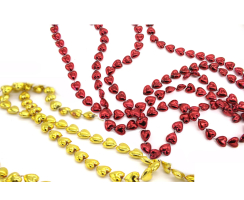 Perlenkette mit Herzen 2,7m - rot oder gold