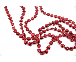Perlenkette mit Herzen 2,7m in rot  - 4 Stück