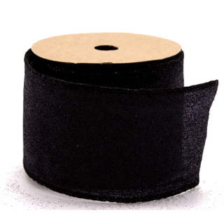 Schleifenband aus Stoff 6,3 cm x 2,7 m in Schwarz Glitzer - 1 Stück