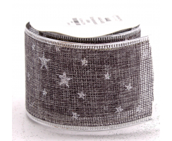 Schleifenband in grau mit Sternen 6,3 cm x 2,7 m - 1...