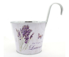 Metall Hängetopf - Ø 15cm x 13cm Lavendel und Schmetterling 4 Stück