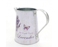 Metall Kanne - 15cm hoch Lavendel und Schmetterling 1 Stück