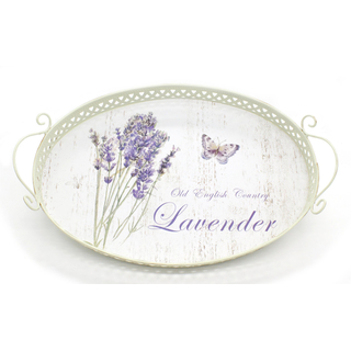Metall Tablett - 42cm x 28cm Lavendel und Schmetterling 1 Stück