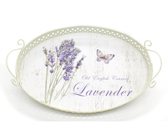 Metall Tablett - 42cm x 28cm Lavendel und Schmetterling 1...