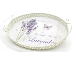 Metall Tablett - 42cm x 28cm Lavendel und Schmetterling 1 Stück